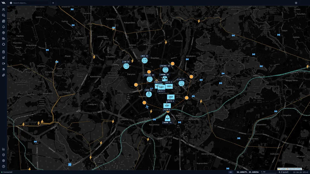 VADAS map with infrastructure layers