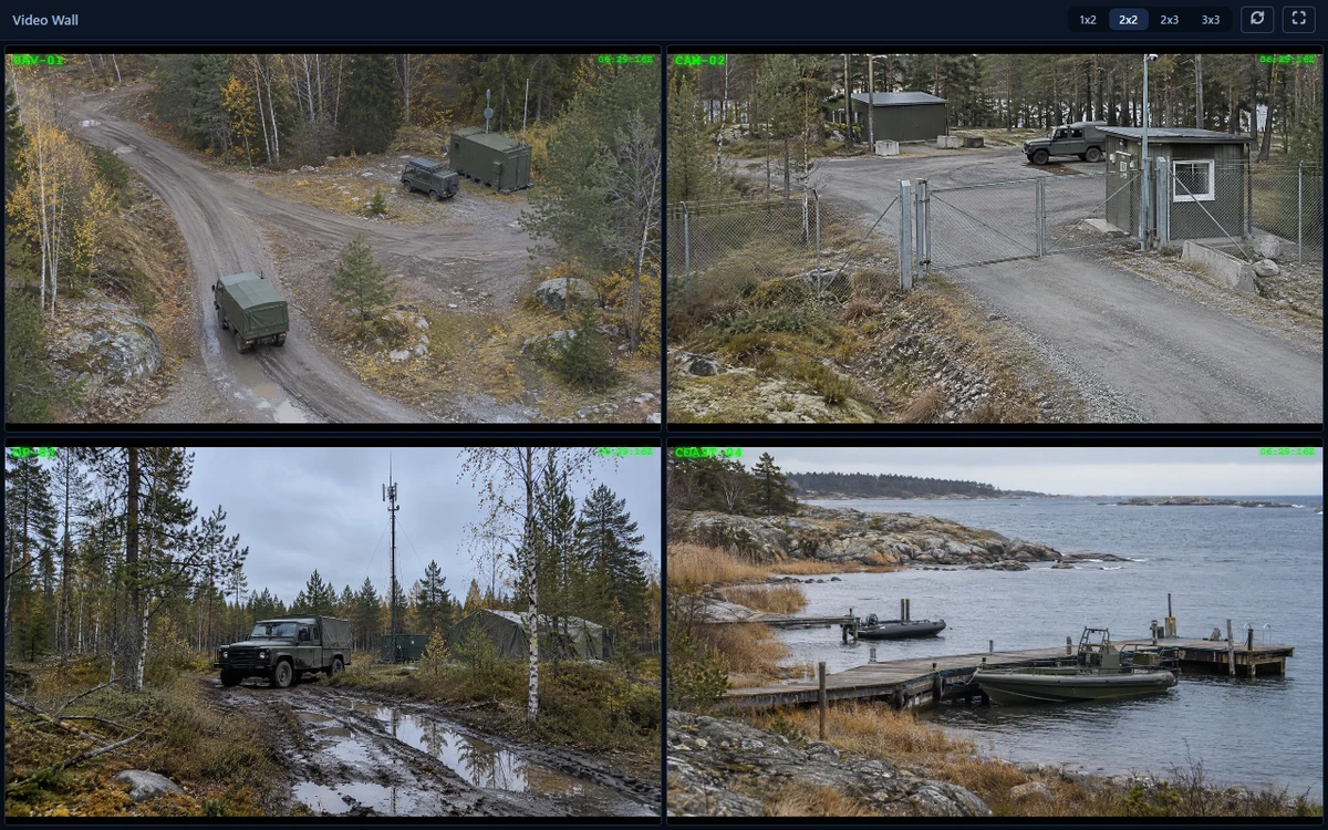 VADAS video wall: four feeds monitored together